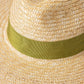 straw hat with ribbon closeup of ribbon