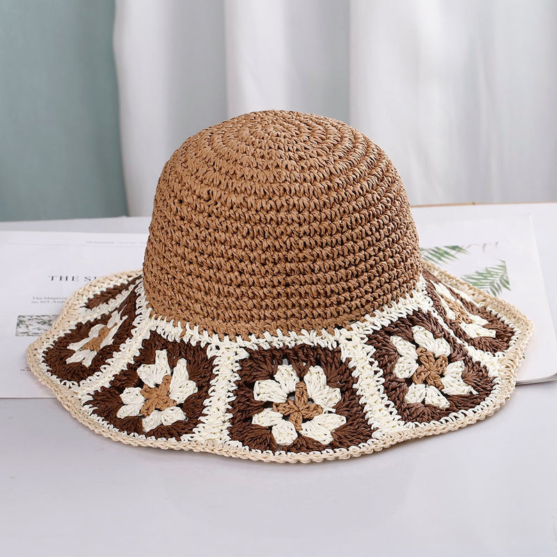 knit bucket hat in brown