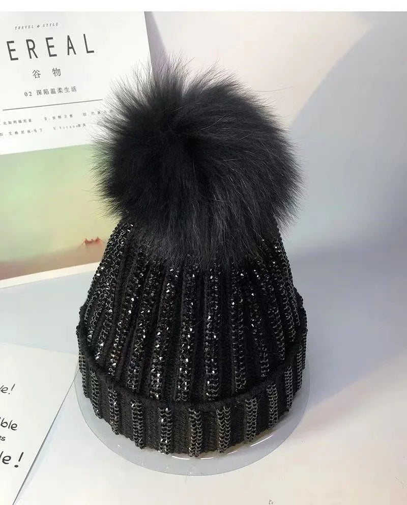 Sparkle Pom Pom Beanie