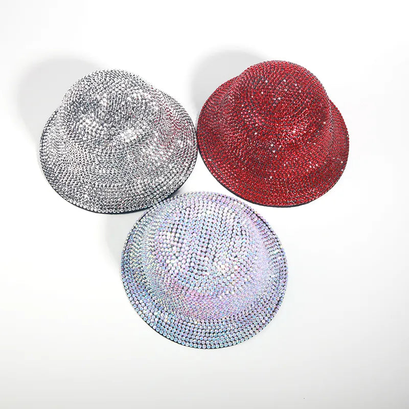 Sequins Bucket Hat showing all three color options from far away view 