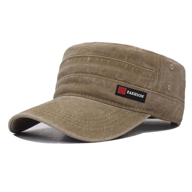 flat topped military hat in khaki