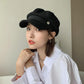 newsboy hat womens shown in black on model front view 