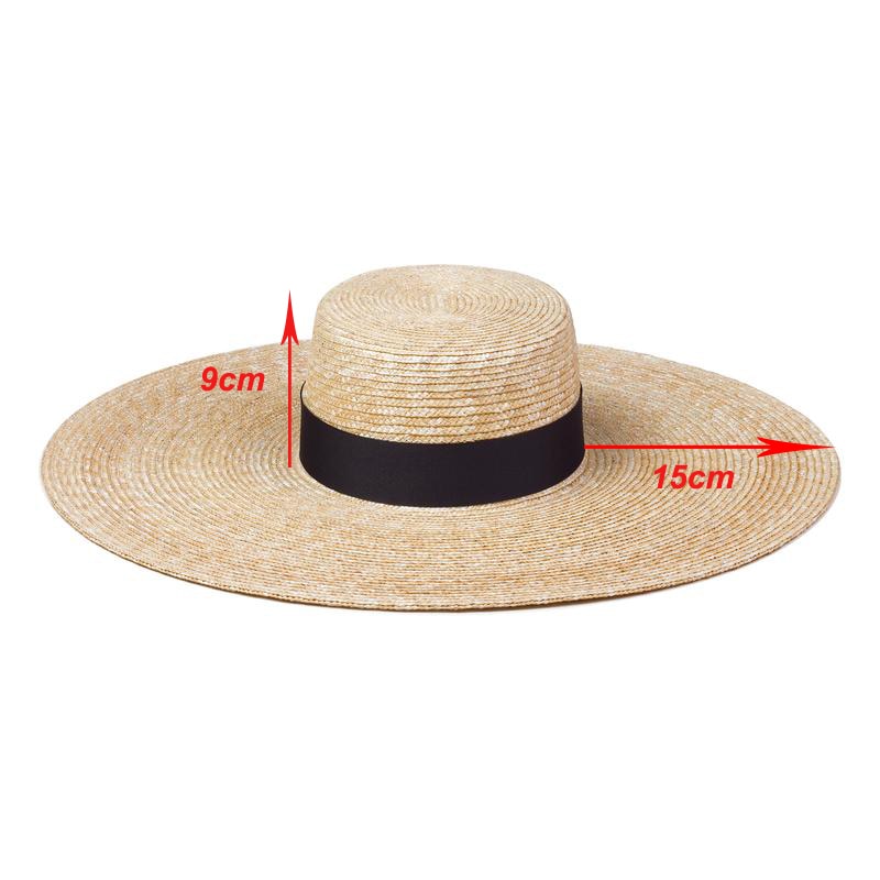 Wide Brim Hat  on white background showing dimensions of hat 