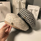 houndstooth beret closeup with 2 berets in picture