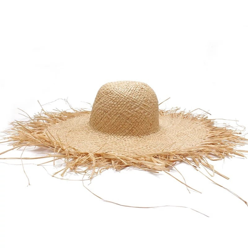 gardening hat on white background showing side view of hat
