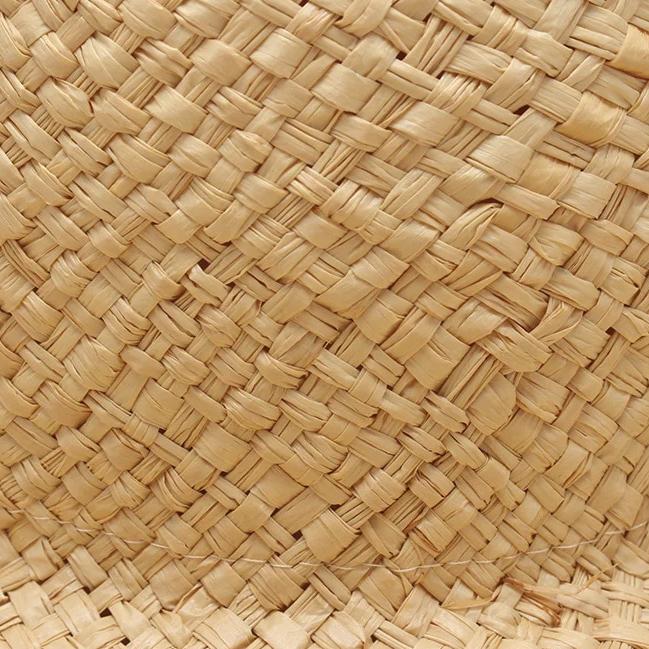 gardening hat showing closeup of the raffia straw 