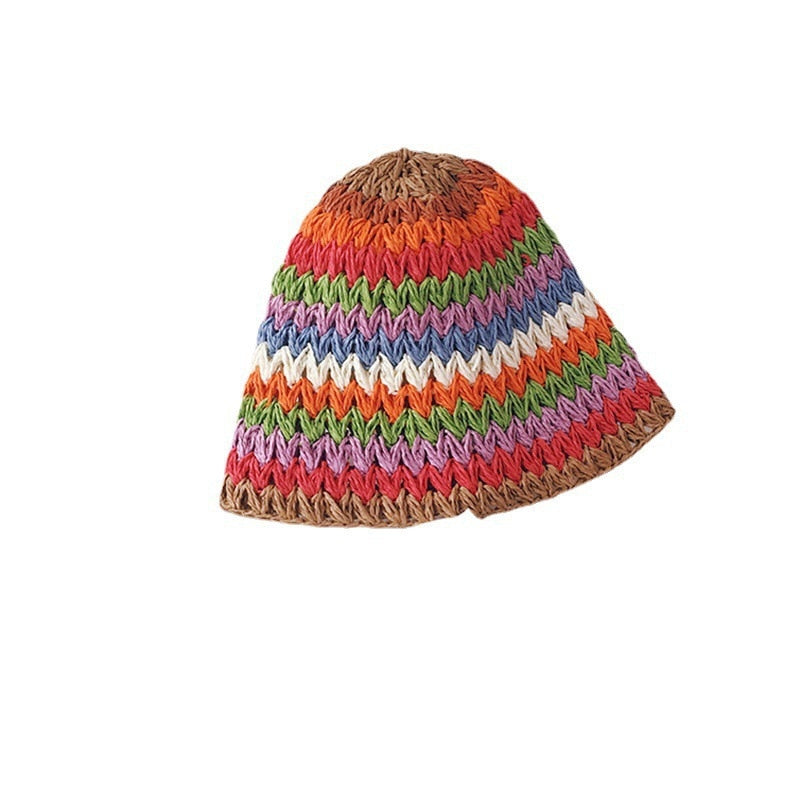 Handwoven Rainbow Colored Bucket Hat