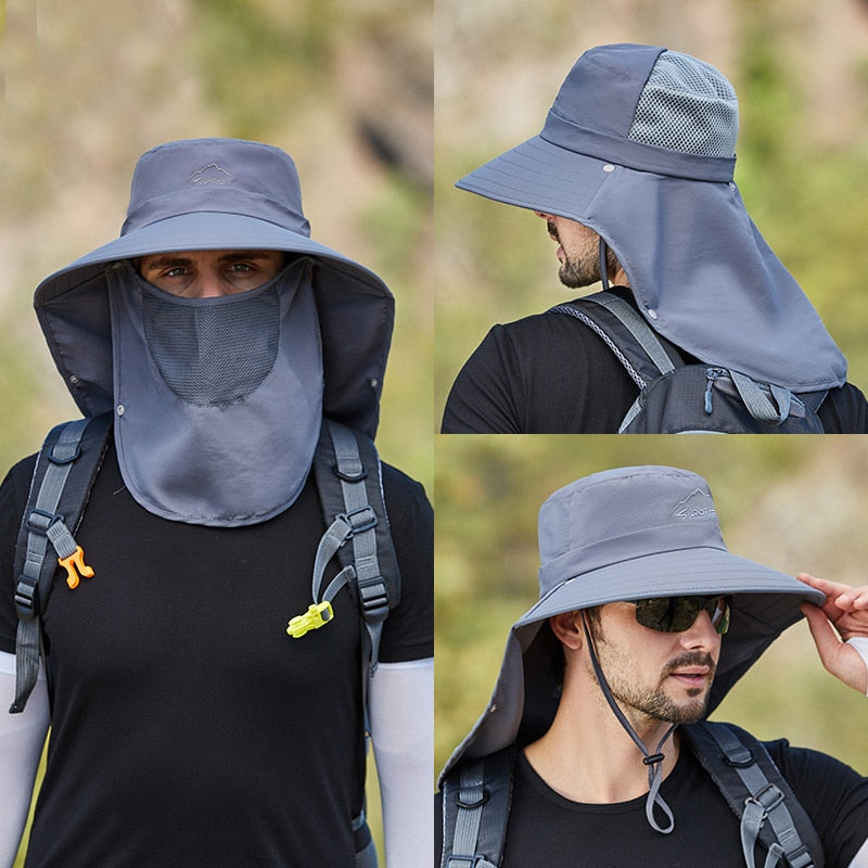 desert hat with three pictures showing front, back and face coverage 
